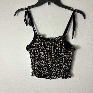 Urban Outfitters Black Daisy Floral Crop Top Tank Top Medium